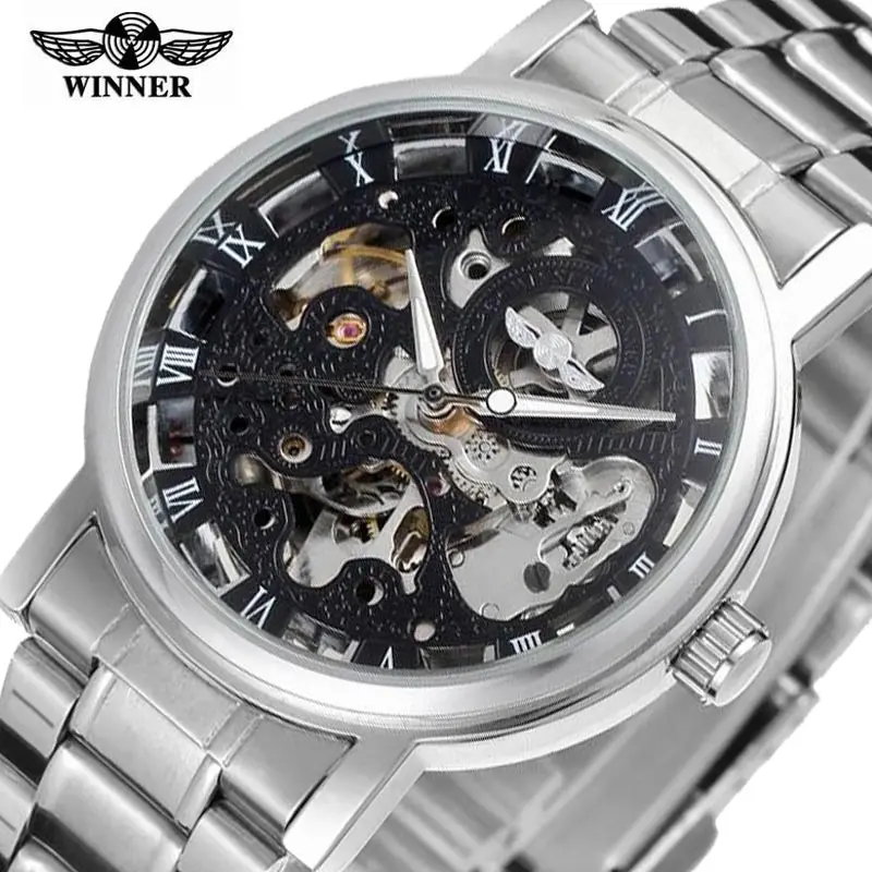 

Winner 2018 Unique Fashion Mens Watches Top Brand Luxury Mechanical Watch Men High Quality Stainless Steel Automatic Men Watch