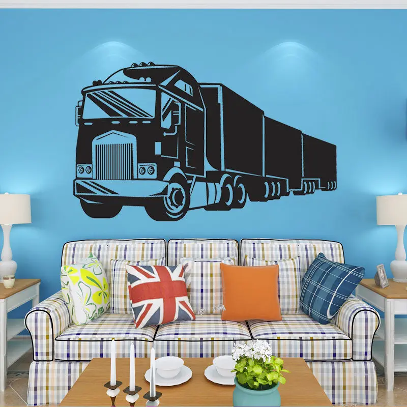Removable Lorry Truck Transport Wall Sticker Room Decor Bedroom DIY