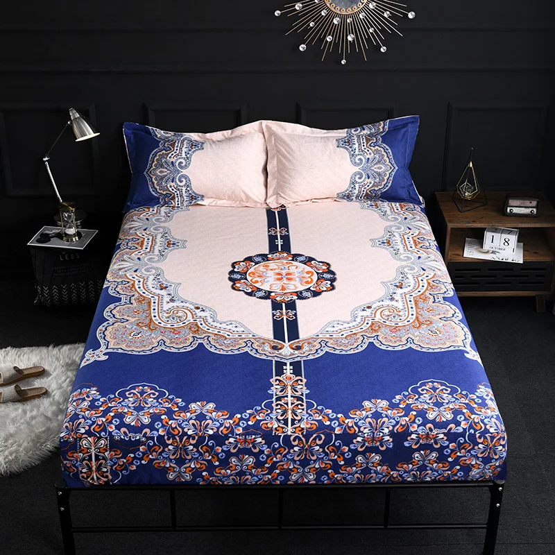  100%Cotton Thick Oriental Floral Vibrant Fitted sheet Bed sheet 100% Soft Breathable Cotton Mattres