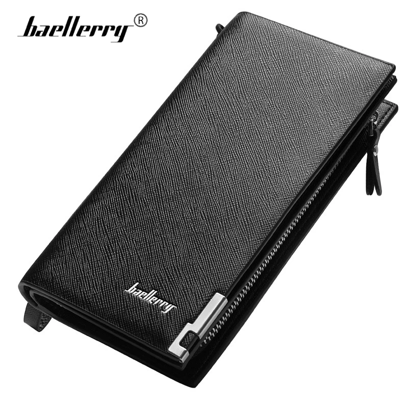 

Baellery Luxury Wallet Men Fashion Long Vallet Coin Pocket Purse Man Big Leather Wallet Male Metal Corner Business Phone Clutch