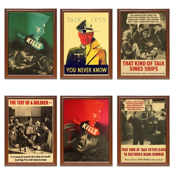 

Vintage Great Britain WW2 Propaganda Poster Talk Sinks Ships Classic Canvas Paintings Wall Stickers Home Decor Gift