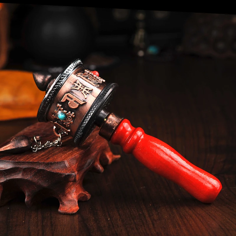 

2019 Buddhist Adder Ornament Tibetan Supplies Brown Mantra Hand Turning Wheeler Prayer Gift New