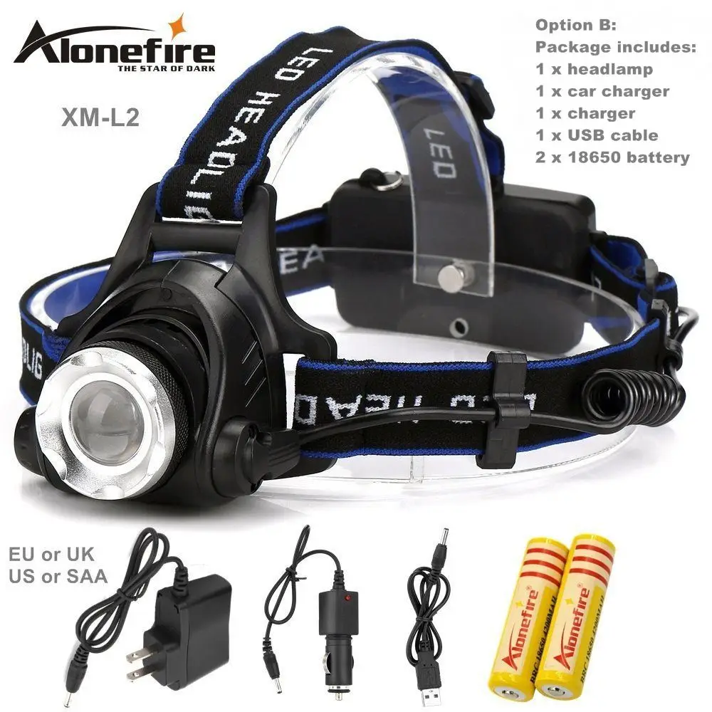 AloneFire HP79 LED Headlight CREE L2 headlamp zoom 18650 Head lights