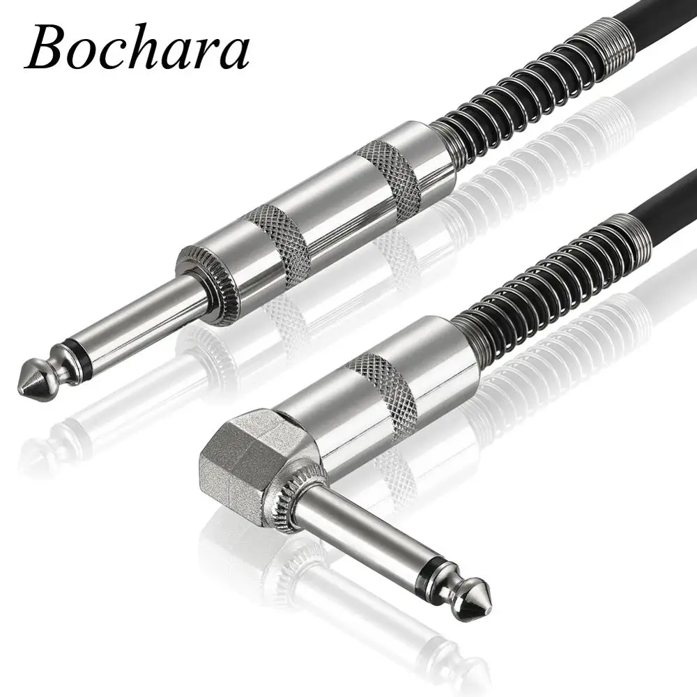 Bochara 1/4 ''Jack 90 градусов 6,5 мм до 6,5 аудио; моно кабель штекерным для электрогитары микшер усилители домашние 3 м 6 10