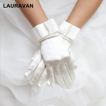 Новые модные стрейч атласные Короткие жемчужные перчатки для женщин/вечерние наручные перчатки для женщин/модные аксессуары для одежды для женщин