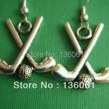 Мода 50 пара Винтаж Сильверс ГОЛЬФ КЛУБОВ и мяч Длинные висячие серьги Талисманы Подвески Висячие серьги DIY ювелирные изделия ручной работы p737