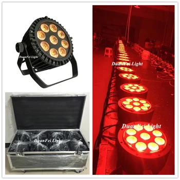 

With Flycase 8pcs Waterproof 9x18w slim led flat par light rgbwa uv 6in1 ip65 wedding led par can dj case