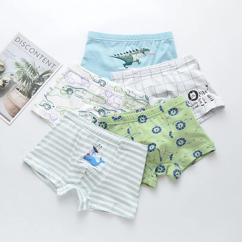 

HPBBKD 5pcs/lot Kids Boys Girls Underwear Cartoon Children's Shorts Panties for Boy Boxers Panty Teenager Underpants 2-14T BU027