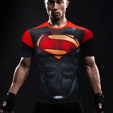 Новая футболка с 3D принтом Бэтмена Против Супермена, компрессионная футболка для фитнеса, Мужская футболка с аниме супергероем, бодибилдингом