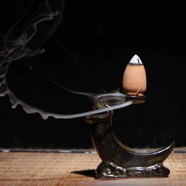Мини керамическая курильница с обратным потоком Будда Маленький Будда держатель горелки буддийский конус из сандалового дерева Parfum Bruleur Ceramique