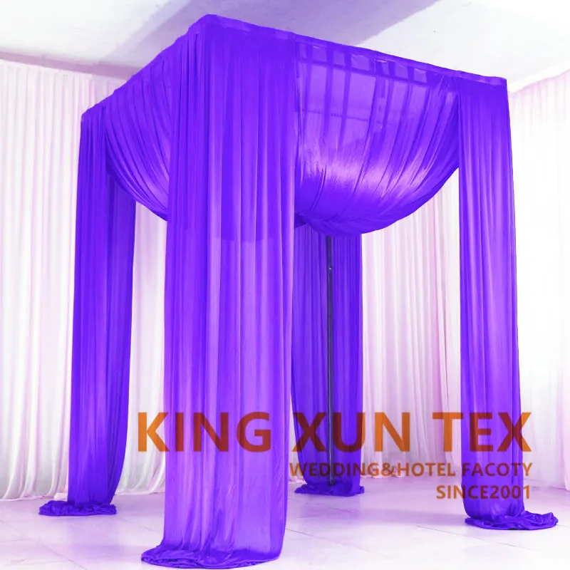 Ледяной шелк четыре квадратных павильонов фон занавес принцесса павильон для украшение для свадьбы - Цвет: purple
