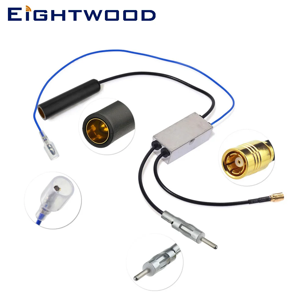  Eightwood Auto DAB DAB+ AM/FM Car Radio Antenna Aerial Splitter DIN 41585 Female to Male and SMB Af