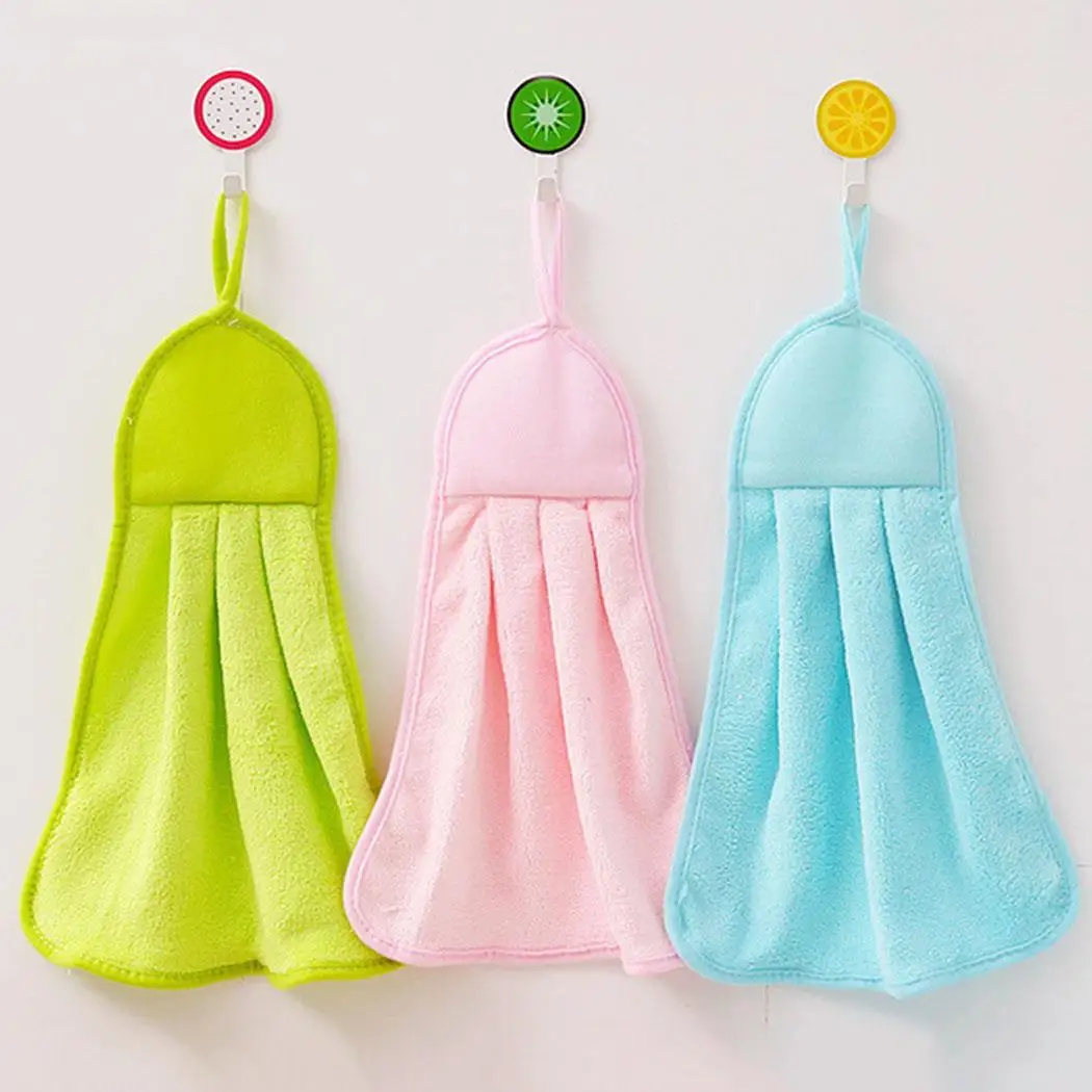 

Drying Soft Cleaning Towel Hanging Hand Velvet Bathroom Kitchen Water Coral