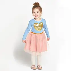 2018 платье для девочек новые летние Полный рукавом Кружева вечерние платье принцессы для девочек Одежда для маленьких девочек Детские
