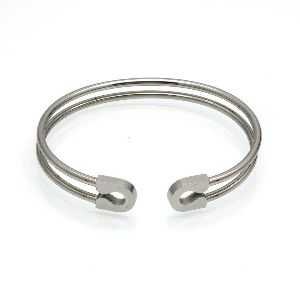 Delicate Fashion Classic Pin Bracelets & Bangles Jewelry Stainless Steel Pin Shape Bangles for Women Party Gift 4