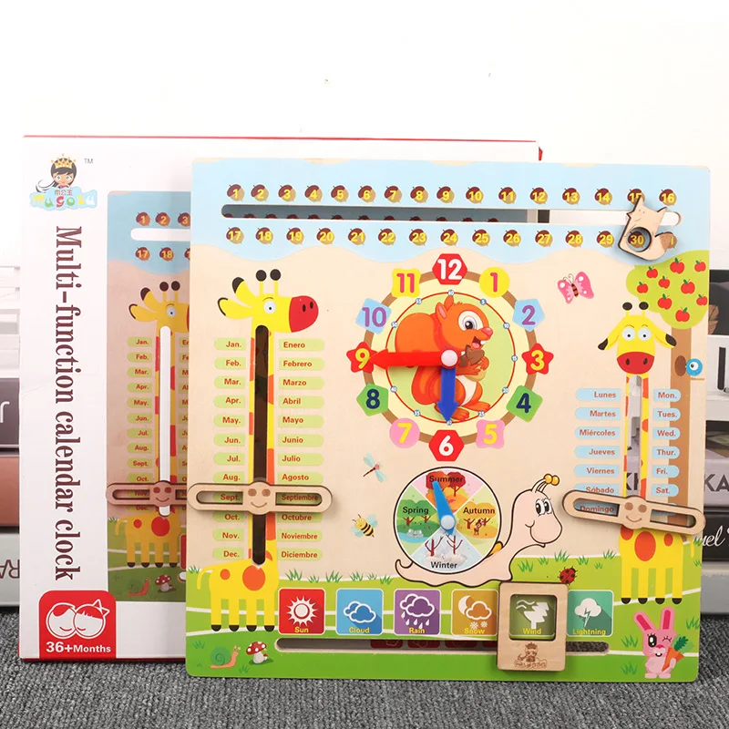 

High Quality Montessori Wooden Multifunction Digital Clock Calendar Cognitive Learning Early Education Puzzle Toys for Children