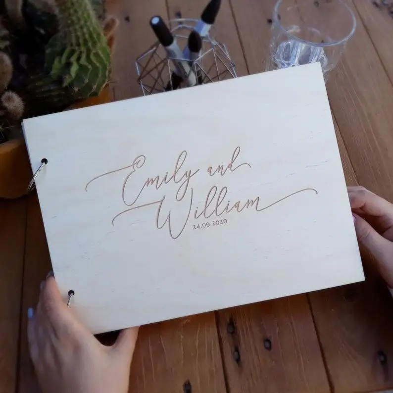 

Wedding guest book Wooden guest book Rustic black printing Guestbook Wedding memory Engraved guest book Custom guest book