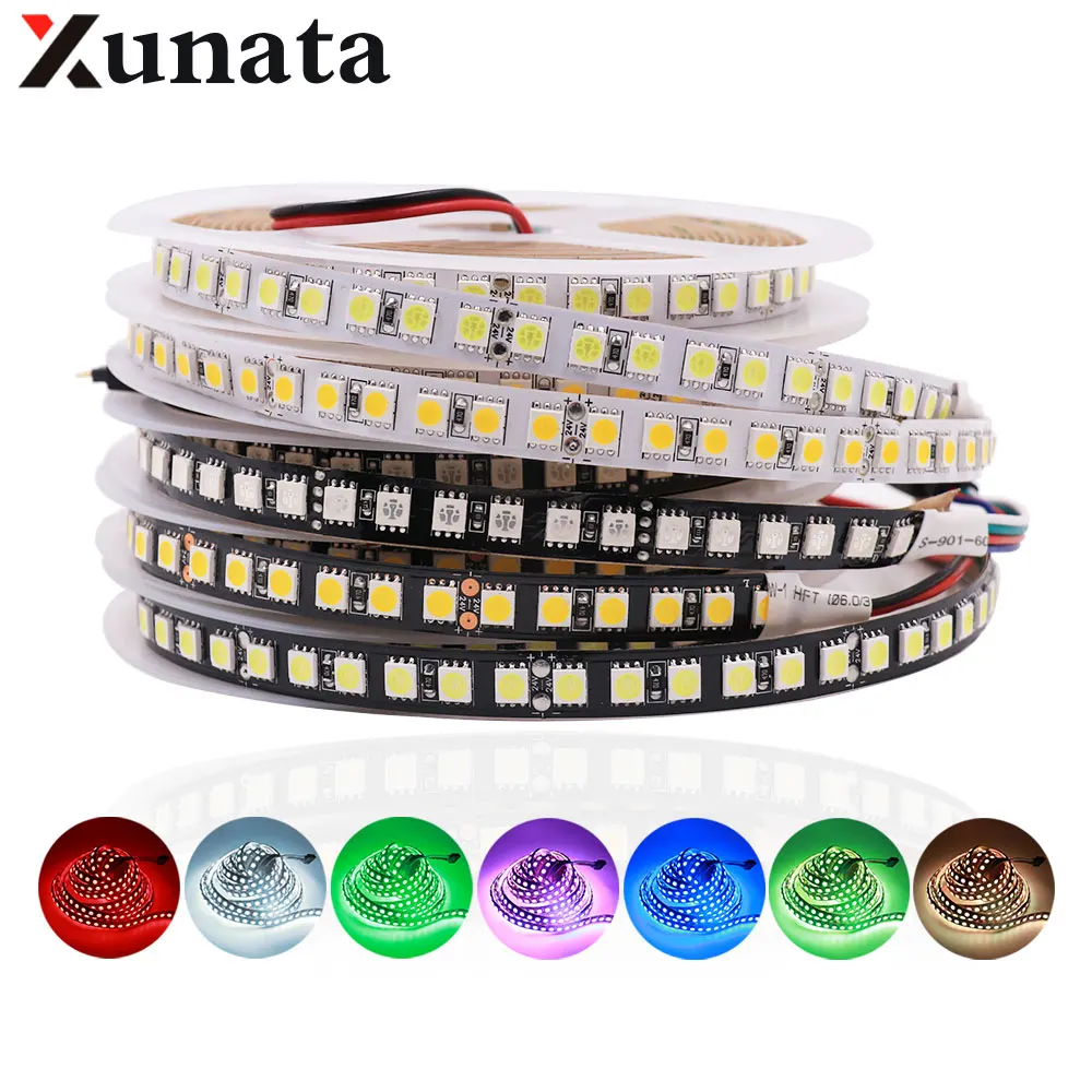 

5m 24V LED Strip Light 5050SMD Led Light Tape 4 Colors In 1 Led Strip Waterproof 120Leds Flexible Single Row Led Light Fita Led