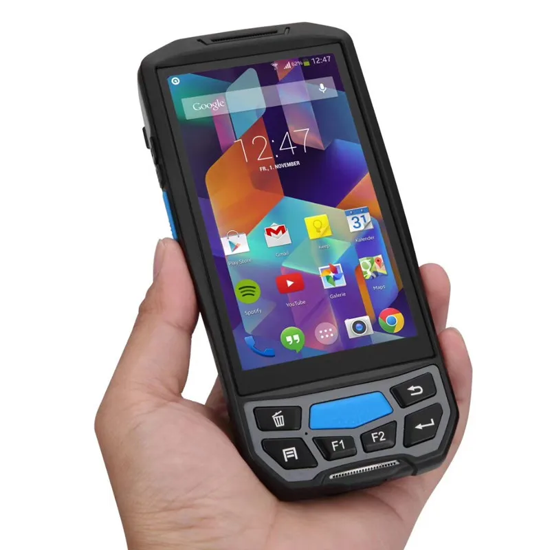 Leitor de qr Código de Barras Terminal com Impressora Code Wifi Bluetooth Gps Câmera Nfc Rugged Handheld Android Pos Térmica Pda 1d 2d 4g 13 barras 1D 2D 4G Wifi Bluetooth GPS