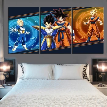 

3 Piece Ssj Goku and Vegeta Dragon Ball Anime Poster Paintings Dragon Ball Fighter Z Game Poster Canvas Paintings for Wall Decor