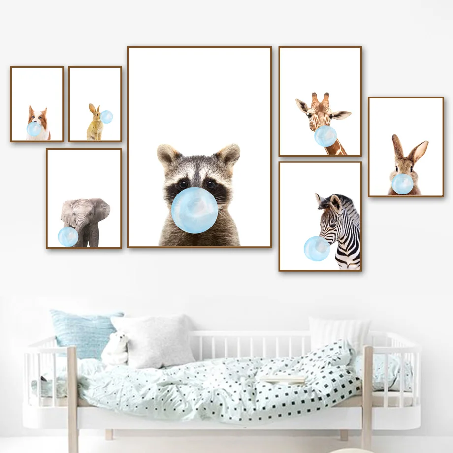 Elephant-Zebra-Giraffe-Raccoon-Balloon-Animals-Nordic-Posters-And-Prints-Wall-Art-Canvas-Painting-Wall-Pictures(2)