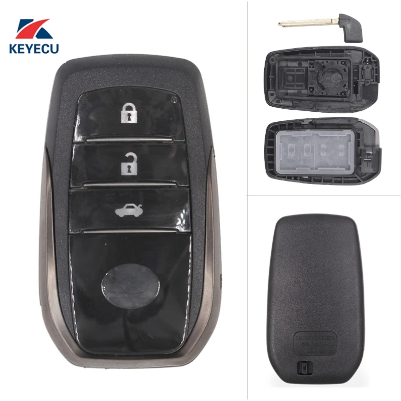 

KEYECU Replacement Remote Car Key Shell Case Fob 3 Button for Toyota Camry RAV4 Crown Highlander Corolla (Shell Only)