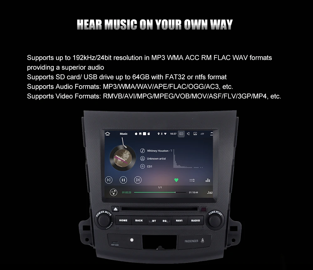 Excellent CAR 2DIN android 8.1 stereo for Mitsubishi Outlander PEUGEOT 4007V Radio IPS screen GPS Radio Video Player headunit WIFI 13