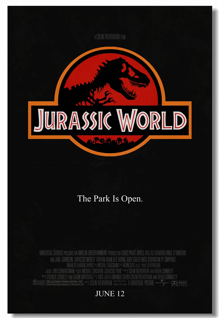 Custom Canvas Wall Painting Movie Jurassic World Poster Jurassic Park