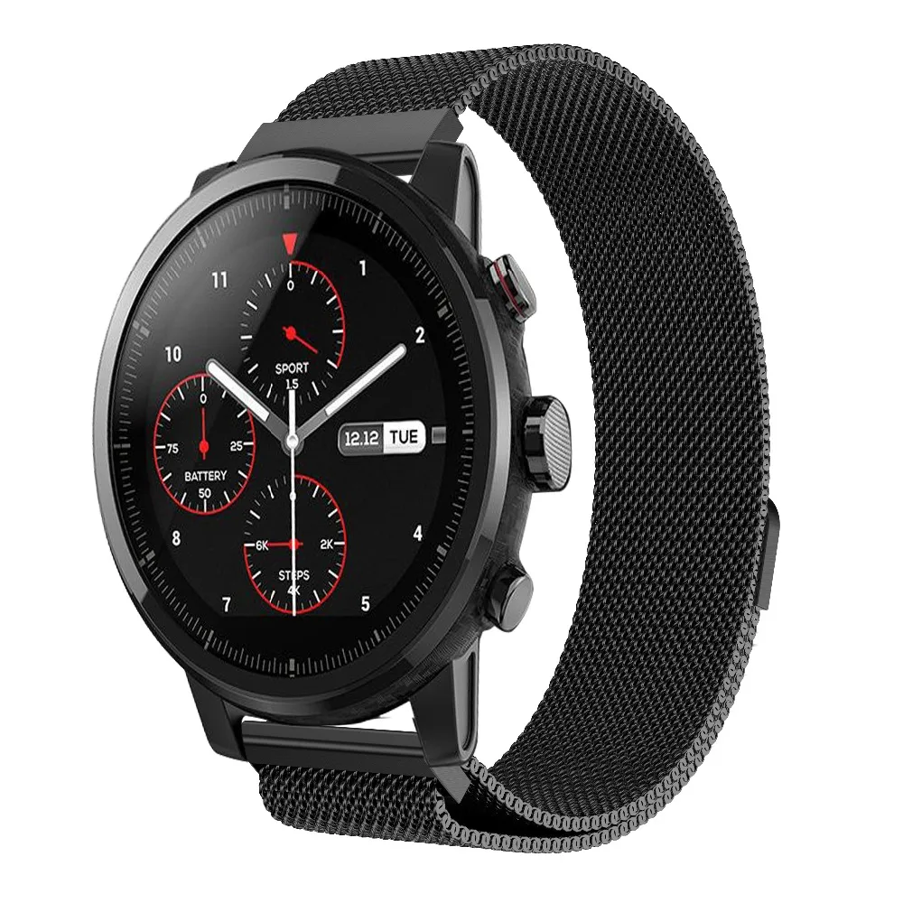 22 мм металлический ремешок из нержавеющей стали для Xiaomi Huami Amazfit часов Миланская