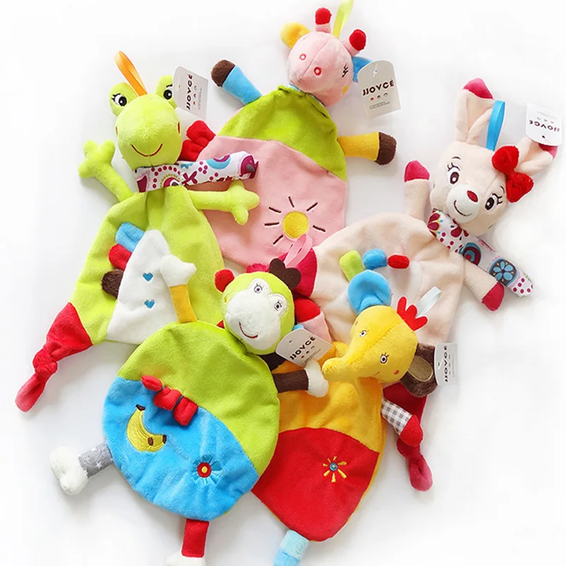 

JJOVCE 5style Baby Toys Soft Towel Donkey Rabbit Frog Monkey Elephant Comfort Appease Plush Mobile Rattles Toy for Newborn Gift