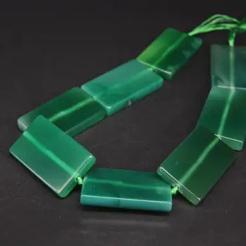 

High Quality!!8pcs/strand Green Agates Gems Rectangular Slab Loose Beads,Natural Onxy Stone Slice Nugget Pendants Jewelry