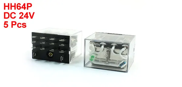 5pcs HH64P DC 24V 4PDT 4NO 4NC 14 Pin General Purpose Power Relay