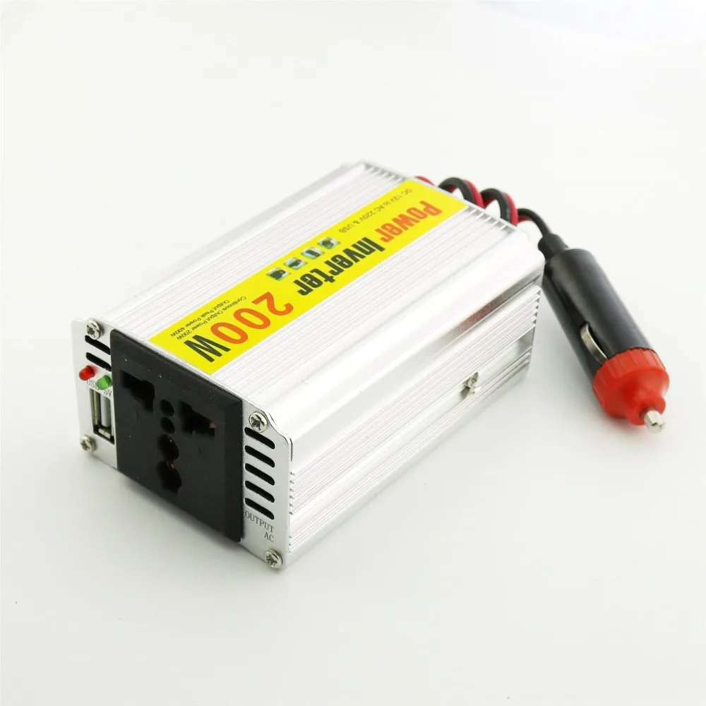 

1pcs 200W Car Power Inverter Adapater Charger Transformer DC 12V to AC 110/220V w/USB
