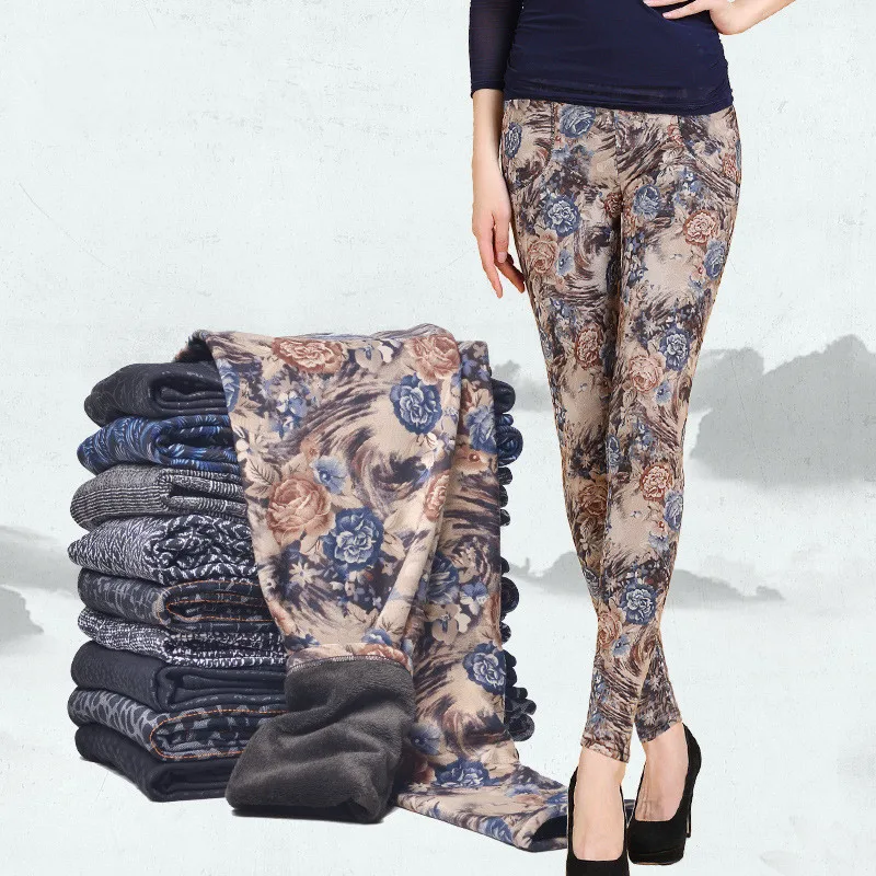 YAVO SOSO, осенне-зимние стильные бархатные теплые леггинсы, женские, плюс размер, XXXL, с цветочным принтом, 20 видов цветов, плотные женские штаны