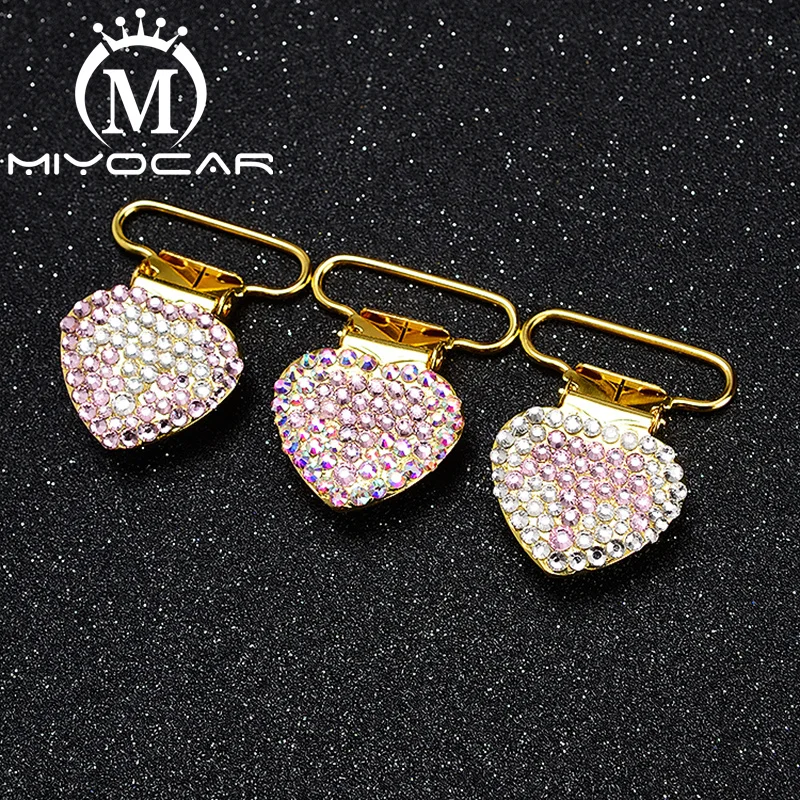 

MIYOCAR soecial design bling crown gold round shape pacifier clip pacifier holder good quality handmade SP023