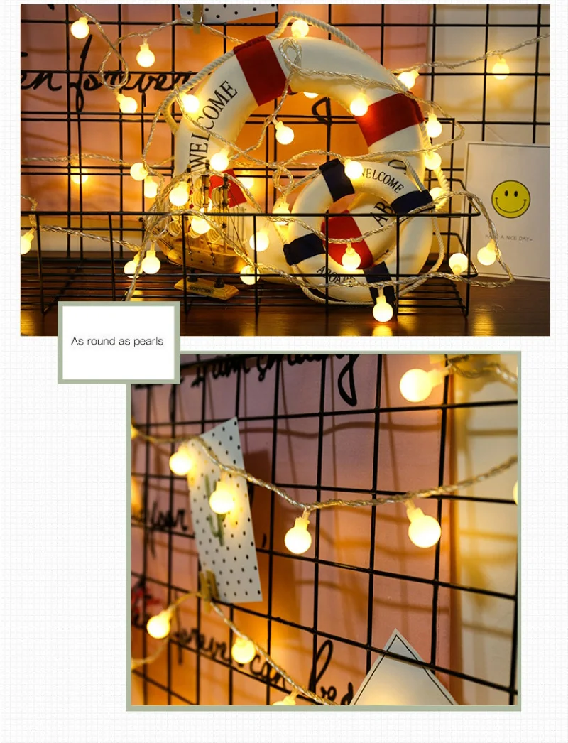 2-10 м 80 светодиодов шариковый Сказочный светильник, медный провод, светодиодная гирлянда, лампа на батарейках, домашний декоративный светильник, цепочка LSL049