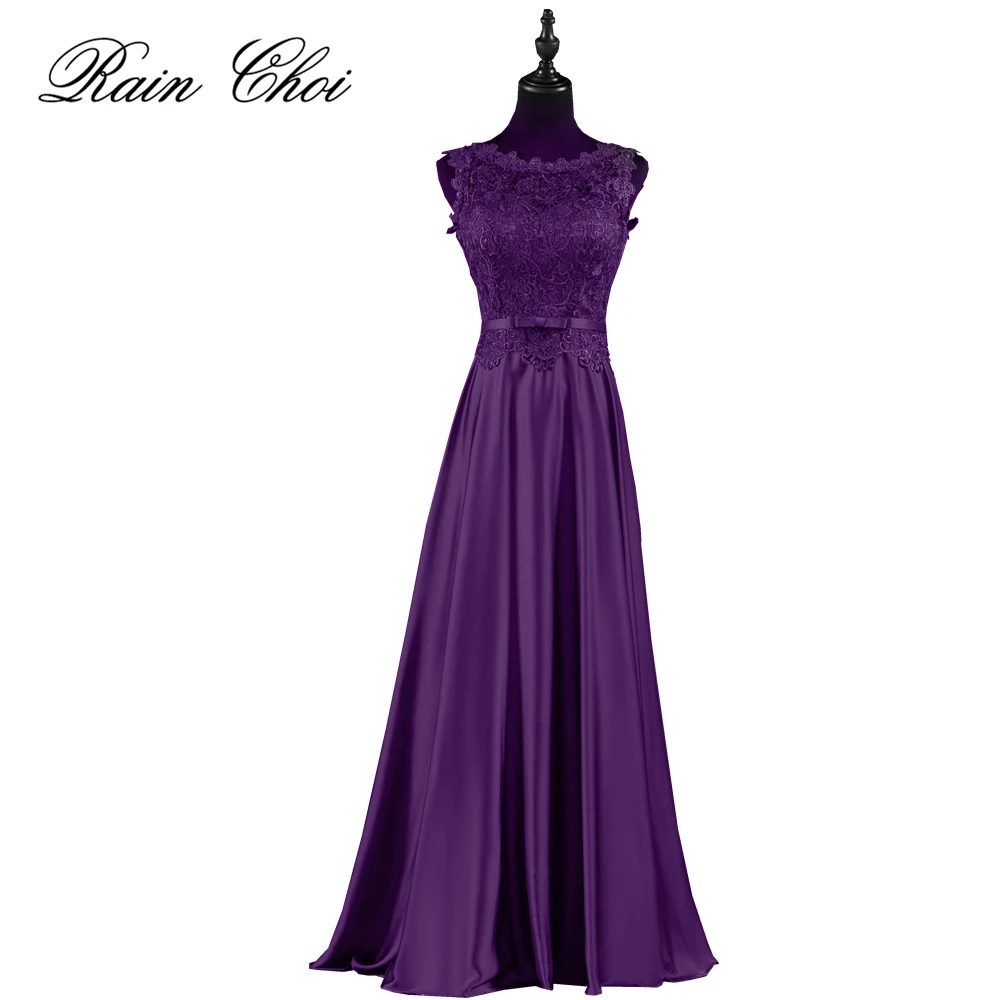 vestido de festa longo Lace Purple Prom Dresses