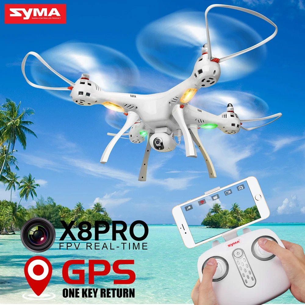 Новое поступление SYMA X8PRO gps RC Дрон с Wifi камерой HD FPV селфи дроны 2,4G 4CH профессиональный в реальном времени Квадрокоптер вертолет