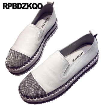 

platform ladies beautiful flats shoes slip resistant brand diamond creepers black sneakers white women crystal trainers muffin
