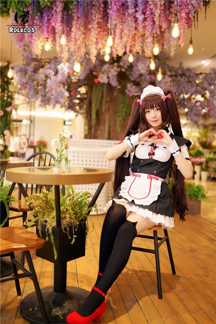 ROLECOS игра Nekopara Косплей Костюм Chocola Cat Косплей ванильный костюм платье-передник костюм горничной женское платье