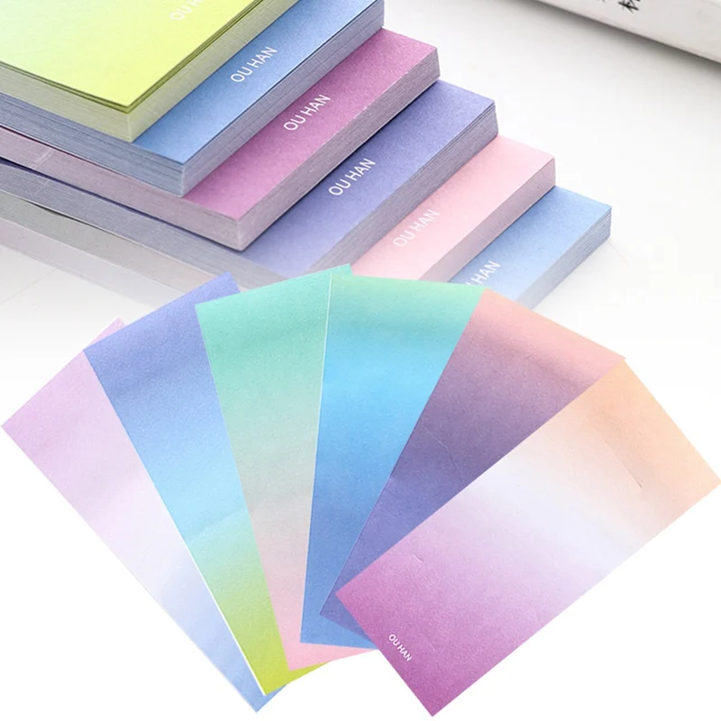 

1 Pcs Cute Rainbow Gradient Color Memo Pads Decoration Stickers Self-Adhesive Stationery Sticky Notes N Times Stickers