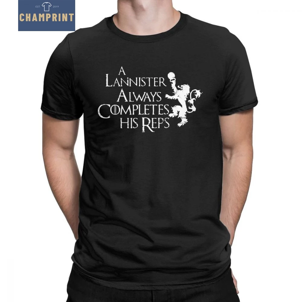 

Game Of Thrones T Shirts House Lannister T-Shirt for Men Short Sleeved Fashion Tee Shirt Crew Neck Cotton Tops White