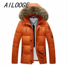 Новинка, Толстая теплая куртка с воротником из меха енота, мужская зимняя куртка, повседневная мужская куртка на 90% утином пуху, куртки и пальто, парки