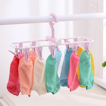 

12clips Plastic clothes rack clip frame socks multifunctional child underwear folding baby clothes hanger