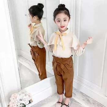 

For 4-13 Year Baby Girl Suit 2 Colors Girl Clothing Sets 2019 Cute Tops+Pants Set For Spring Autumn Kids Girl Clothing Sets