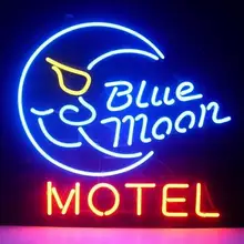 Голубая луна мотель СТЕКЛО Неоновый свет знак пивной бар