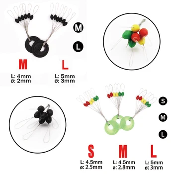 

120 Pcs 20 Groups/Set Float Black Rubber Stopper Fishing Bobber Stopper Float Oval Bean Space Fishing Line Tackle Accessories