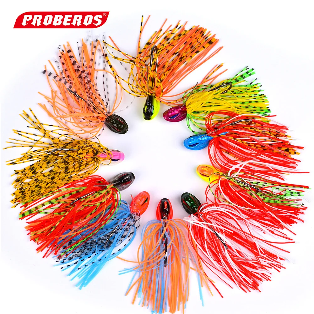 10PCS Squid Bass Jigs Spinner Fishing Lures Beard Tail Bass Artificial Baits with Big Single Hooks Fishing Tackle