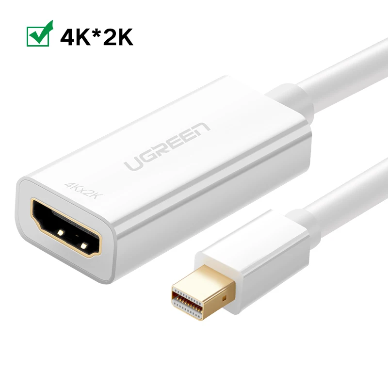Ugreen высокое качество Thunderbolt мини дисплей порт Дисплей порт Адаптер DP к HDMI кабель для Apple Mac Macbook Pro Air - Цвет: 4K White