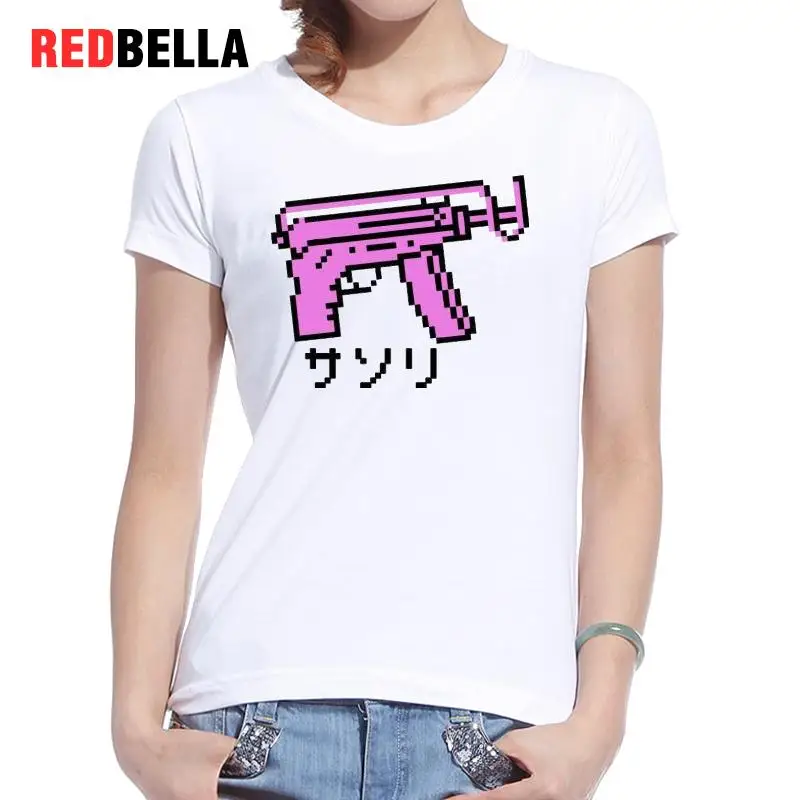 REDBELLA Футболка Harajuku/Женские повседневные игры Guns японском стиле Cool Print Hipster формы